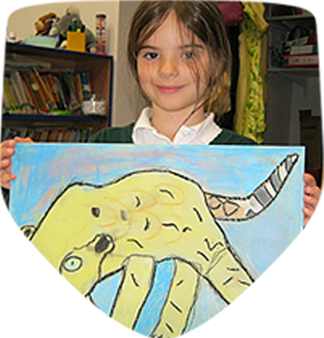 shield-shaped image of school